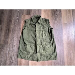 Universal Thread Utility Vest Mens Medium Olive Green Frayed Button Down 3377